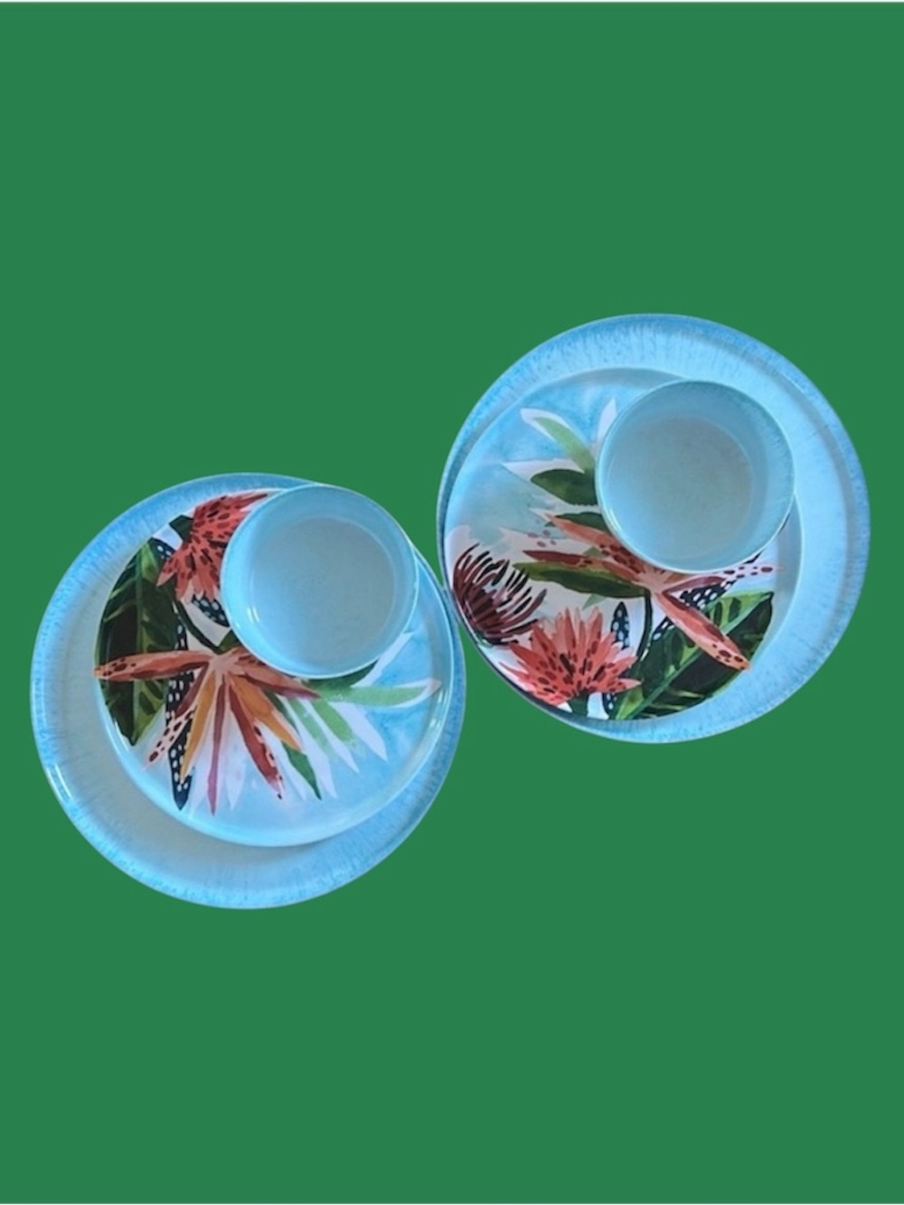 🌺 Floral Aqua Dinnerware Set 🌺